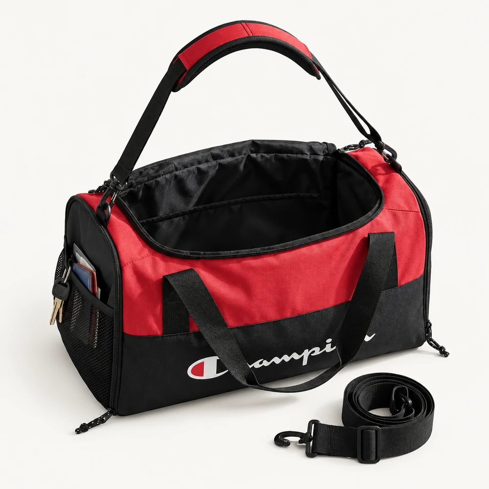 תיק ספורט ונסיעות Champion – דגם Classic Duffel אדום-שחור